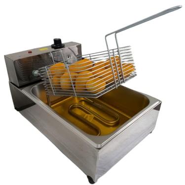 Imagem de Fritadeira Elétrica Industrial 5 Litros, Aço Inoxidável, 1 Cuba, 2500W-3000W, Temperatu...