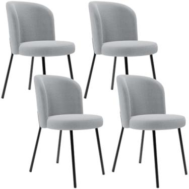 Imagem de Kit 4 Cadeiras Sala de Jantar Estofada Gavi L02 Bouclê Cinza - Lyam Decor