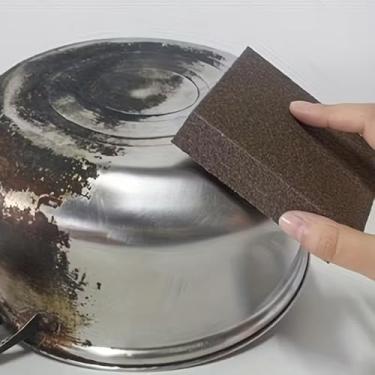 Imagem de Escova de esponja marrom - Escova resistente para remoção de ferrugem e balança não elétrica, adequada para cozinha, banheiro, vaso sanitário, limpeza de piso e área externa, 2 peças