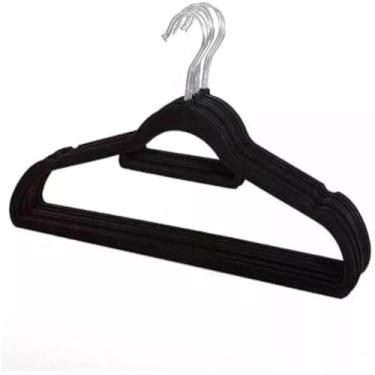 Imagem de Cabides para roupas pretos, finos, antiderrapantes, organizadores de armario, duraveis, e bonitos, 10 unidades, para todos.