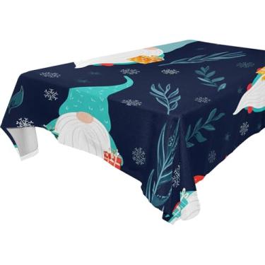 Imagem de Burbuja Toalha de mesa de gnomos de Natal escandinavos, toalha de mesa quadrada antirrugas grossa para decoração de jantar, cozinha, festa, 152 x 152 cm