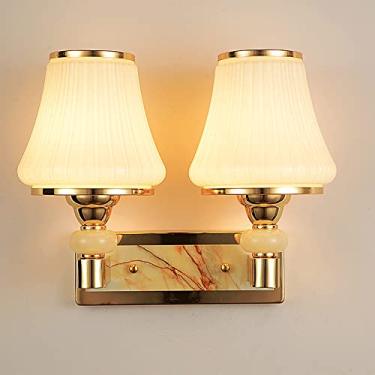 Imagem de Luminária de parede de vidro para cabeceira, com soquete E27, em ferro forjado com cúpula de vidro branco leitoso, ideal para sala de estar, corredor, hotel ou restaurante.