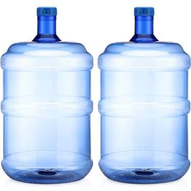 Imagem de Bokon 2 frascos de água de 5 galões de garrafa de água redonda de plástico com alça de rosca reutilizável garrafa de grande capacidade para acampamento ao ar livre viagens academia uso