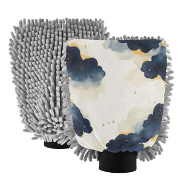 Imagem de STAYTOP Luvas de lavagem de carro com nuvens escuras, 2 peças, luvas de microfibra de chenille, sem arranhões, panos de esponja de lavagem ultra absorventes para carros, limpeza doméstica - M