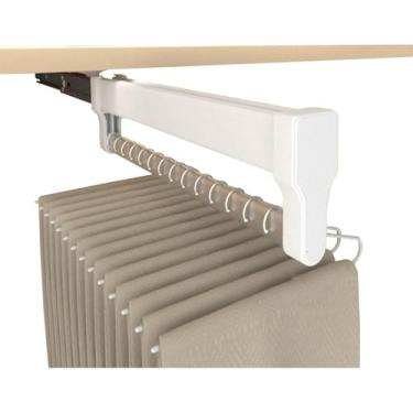 Imagem de Hhsdyl Varão Deslizante Pendurar Calças, Suporte Extensível Calças, Capacidade 25kg para Organizadores Roupeiro, Calças Ganga,White,60(59.2cm)