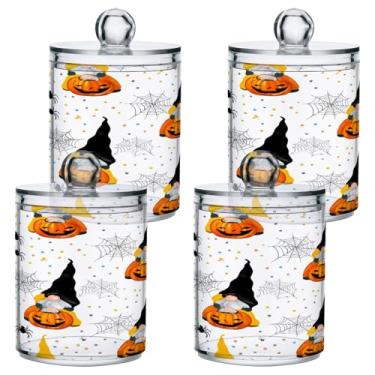 Imagem de STAYTOP 2 frascos de boticário com dispensador Qtip para banheiro com etiquetas – Recipiente de armazenamento Qtip de plástico transparente para bola de algodão, cotonete, grão de café e gnomos de