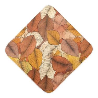 Imagem de Burbuja Toalha de banho para bebês com folhas de outono - Toalha com capuz de musselina macia e absorvente para recém-nascidos e bebês, 76 x 76 cm