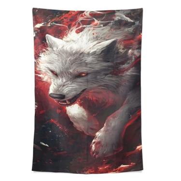 Imagem de STAYTOP Tapeçaria de parede lobo selvagem tapeçaria para decoração de casa dormitório sala de estar quarto tapete de parede (80 × 60 pol)