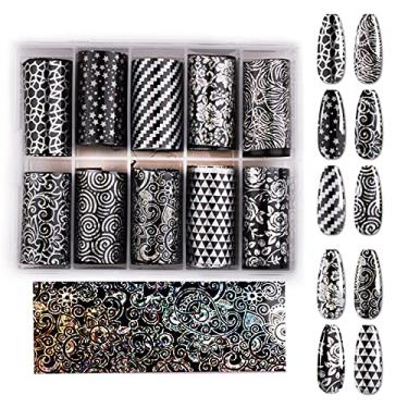 Imagem de 10 Folhas de Adesivos Transferência Foil para Arte Unhas Materiais Transferências Decalques Decorações Mulheres Extensão Poli Design DIY