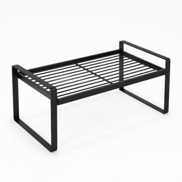 Imagem de Organizador de Prateleira Inox Preto Rack 51 cm Multiuso de Metal para Armário Cozinha Banheiro e Escritório