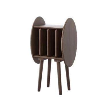 Imagem de Suporte para armazenamento de CDs Armário de chão para discos vinil, estante madeira para livros e revistas(Walnut Colour)