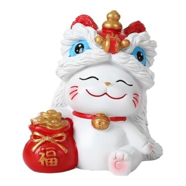 Imagem de Ｂｅｓｇａ Miniatura de Gato da Sorte, Escultura Animal, Artesanato, Ornamento Decorativo de Mesa, Pequena Estátua para Prateleira, Decoração de Casa, Style C