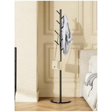 Imagem de Cabide independente com 8 ganchos, árvore moderna, suporte de roupas de metal resistente e base de pedra sinterizada para entrada, escritório, quarto, armazenamento estável em casacos, chapéus e