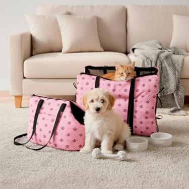 Imagem de Bolsa Pet Amor 2 em 1 Impermeável para Passeio e Viagem (Realeza Rosa)