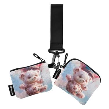 Imagem de Chaveiro de unicórnio voador fofo de desenho animado carteira de pulso removível com zíper carteira fina para mulheres, bolsa de moedas, Ursinho de pelúcia fofo balão de ar quente, one size