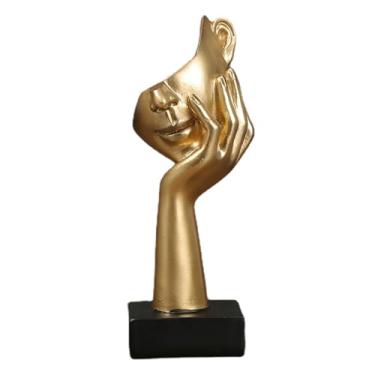 Imagem de Escultura de Máscara Figura Abstrata Simples em Resina para Espaço Residencial com Gosto e Vida Artística Feita à Mão Ambientalmente Amigável Forma Realista Linhas Belas Adequada Sala Estar Quarto Est