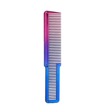 Imagem de Pente de corte de cabelo gradiente profissional para corte de salão de beleza e cuidados diários com design suave e antiarranhões em rosa azul