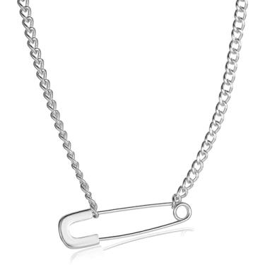 Imagem de Colar de alfinete de segurança feminino delicado dourado com pingente de segurança, colar com zíper, pérola, fantasia de joias, roupas dos anos 80, Metal, Sem Pedra Preciosa