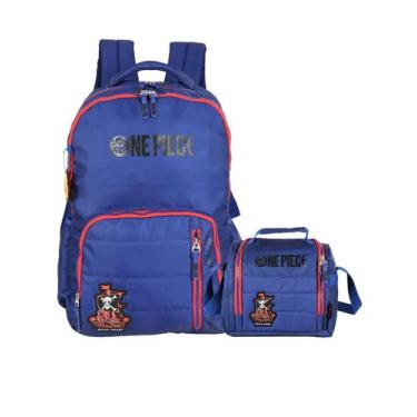 Imagem de Kit One Piece Mochila Costas + Lancheira Térmica Anime - Luxcel, azul