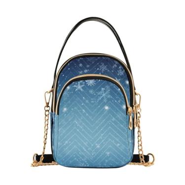 Imagem de GAIGEO Guirlanda de Natal com flores e folhas, bolsa tiracolo pequena, bolsa transversal para mulheres, Flocos de neve no céu-2, One Size