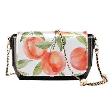 Imagem de Cactus and Flower on a Green Faux Leather Shoulder Bag, Ladies Leather Crossbody Bags, Leather Bag for Women Crossbody, Aquarela pêssego - 3, One Size