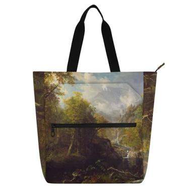 Imagem de GAIGEO Albert Bierstadt Bolsa feminina de trabalho esmeralda paisagem bolsa de lona para livros de praia com zíper bonito presente infantil para amantes de livros bolsas