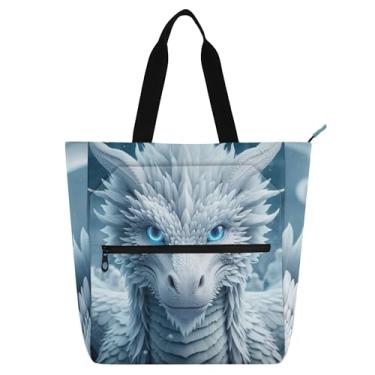 Imagem de GAIGEO Majestic White Dragon Ice Work Tote Bags for Women Canvas College School Tote Bags Ladies Kids Gift for Book Lover Handbags