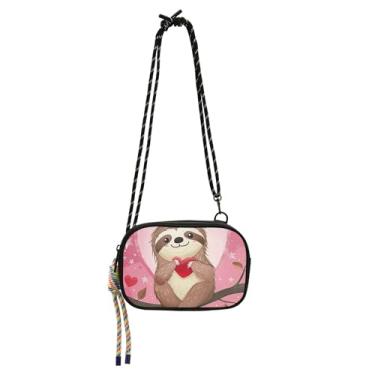 Imagem de TSENQUE Linda bolsa tiracolo de coração preguiça de desenho animado pequena bolsa feminina bolsa de celular com alça bolsa de ombro para viagem todos os dias