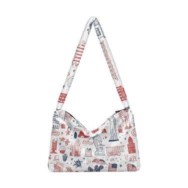 Imagem de Bolsa de pelúcia para doces vermelhos e brancos, bolsas femininas, bolsas de ombro femininas, American Celebration Balloon Festival, One Size