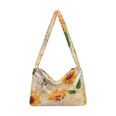 Imagem de Bolsa de ombro feminina girassóis amarelos vibrantes, bolsa de ombro com fecho de zíper, bolsa feminina para uso ao ar livre, Girassóis amarelos vibrantes, One Size