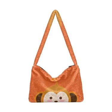 Imagem de Bolsa de ombro para dois cães no assento do motorista, sacola com alça de ombro e zíper, bolsas leves para mulheres, Macaco fofo laranja, One Size