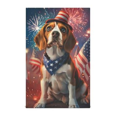 Imagem de Joisal Toalhas de mão de chá fofo cachorro beagle bandeira americana panos de prato para cozinha panos decorativos absorventes de secagem rápida 45 x 71 cm, 1 pacote