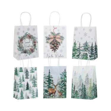Imagem de Sacolas De Presente De Natal 6/12/24pcs Papel Kraft Com Alça Para Deco
