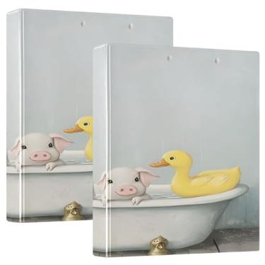 Imagem de Cute Bathtub Companions Fichário branco, 1 pacote de fichários de 3 cm, 3 anéis, anéis de plástico