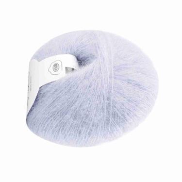 Imagem de GLOGLOW Fio de lã para tricô Mohair, 100% Mohair, Rosa, Textura Leve, Calor Tricotado à Mão, para Xales e Cachecóis DIY, 28g de Necessidades Diárias (19 cinza prateado)
