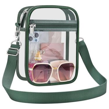 Imagem de UEASE Bolsa transparente aprovada pelo estádio para mulheres, bolsa transversal transparente para eventos em estádios, shows, festivais, Verde floresta, Large