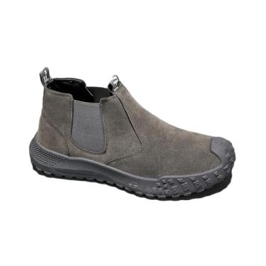 Imagem de Legou Botas masculinas, Chelsea, sem cadarço, para trabalho diário, caminhadas, acampamento, confortáveis e leves, Cinza, 8