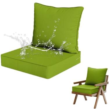 Imagem de Yadlan Almofadas de assento com conjunto de almofadas traseiras móveis de jardim, almofadas de assento impermeáveis ao ar livre para lounge, casa, carro, escritório, sofá, cadeiras, verde grama, 51 x