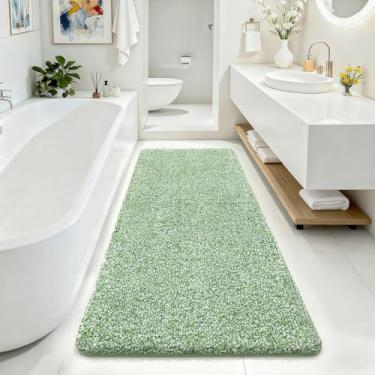 Imagem de ISEAU Tapetes de banheiro 61 x 180 cm, tapete de banho grande de microfibra super absorvente, tapete de chuveiro longo antiderrapante com suporte de TPR, tapete de banho lavável na máquina de pelúcia