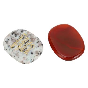 Imagem de Cryfokt Pedra de Cristal Polido Inspiradora Gravada para Decoração de Sala de Jarro de Peixe, 2 Peças de Pedra Motivacional para Presente de Feriado, Fácil de Limpar e Manter