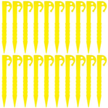 Imagem de 20 peças de estacas de plástico para barraca de serviço pesado, pinos de barraca de 14,5 cm, gancho de ponta, prendedores de lona leves, estaca de barraca de acampamento, alongamento de prego, estacas