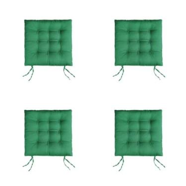 Imagem de Kit 4 Almofadas Futon para Cadeira 40x40 cm – Assento Confortável Enchimento Macio Tecido Oxford (Verde)