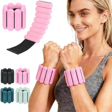 Imagem de Smlper Conjunto de 2 pesos de tornozelo (0,5 kg/0,9 kg cada) – Pesos de pulso e tornozelo ajustáveis premium para mulheres e homens, pulseiras de silicone para treinamento de força para natação