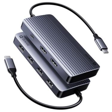 Imagem de QUUGE Estação de ancoragem Dual Monitor 2 HDMI, hub USB C 7 em 1 com HDMI duplo 4K, carregamento PD, 5Gbps USB 3.0, 3 USB2.0, estação de ancoragem USB C para MacBook Pro/Dell XPS/HP/Lenovo/Surface