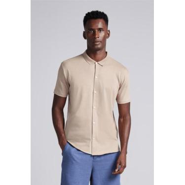 Imagem de Camisa Manga Curta Malha Slim Fit - Marrom Médio - HIGHSTIL, Marrom, S