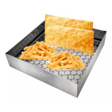 Imagem de Escorredor De Fritura Gordura Pastel Aço Inox Brilhante 30x30cm Multiu
