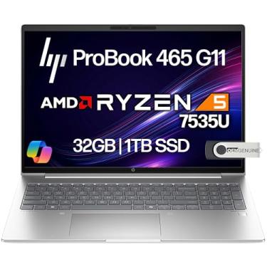 Imagem de HP Laptop ProBook 465 460 G11 Business Laptop 40.6 cm FHD+ Display, AMD Ryzen 5 7535U, 32GB DDR5 RAM, 1TB NVMe, Wi-Fi 6E, RJ-45, webcam, teclado retroiluminado, Win 11 Pro - Pike Silver Plastic