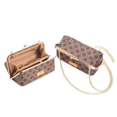 Imagem de Royal Bagger Bolsa De Corrente Feminina, Bolsa E Carteira Com Fecho Kiss-Lock, Lona Revestida Com Assinatura E Couro Curtido Com Vegetais 5271 (Café)