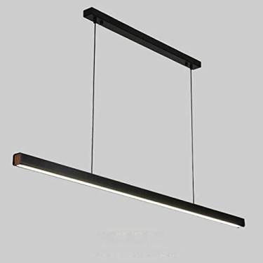 Imagem de Luminária pendente linear de 80 cm (31,5"), preta, para ilha de teto, com cúpula de acrílico branco, lustre moderno de LED de 36 W, luminária suspensa minimalista para decoração de sala de j