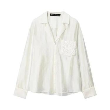 Imagem de Camisa Feminina Solta E Elegante Para O Outono, Moda Chic Para Escritó